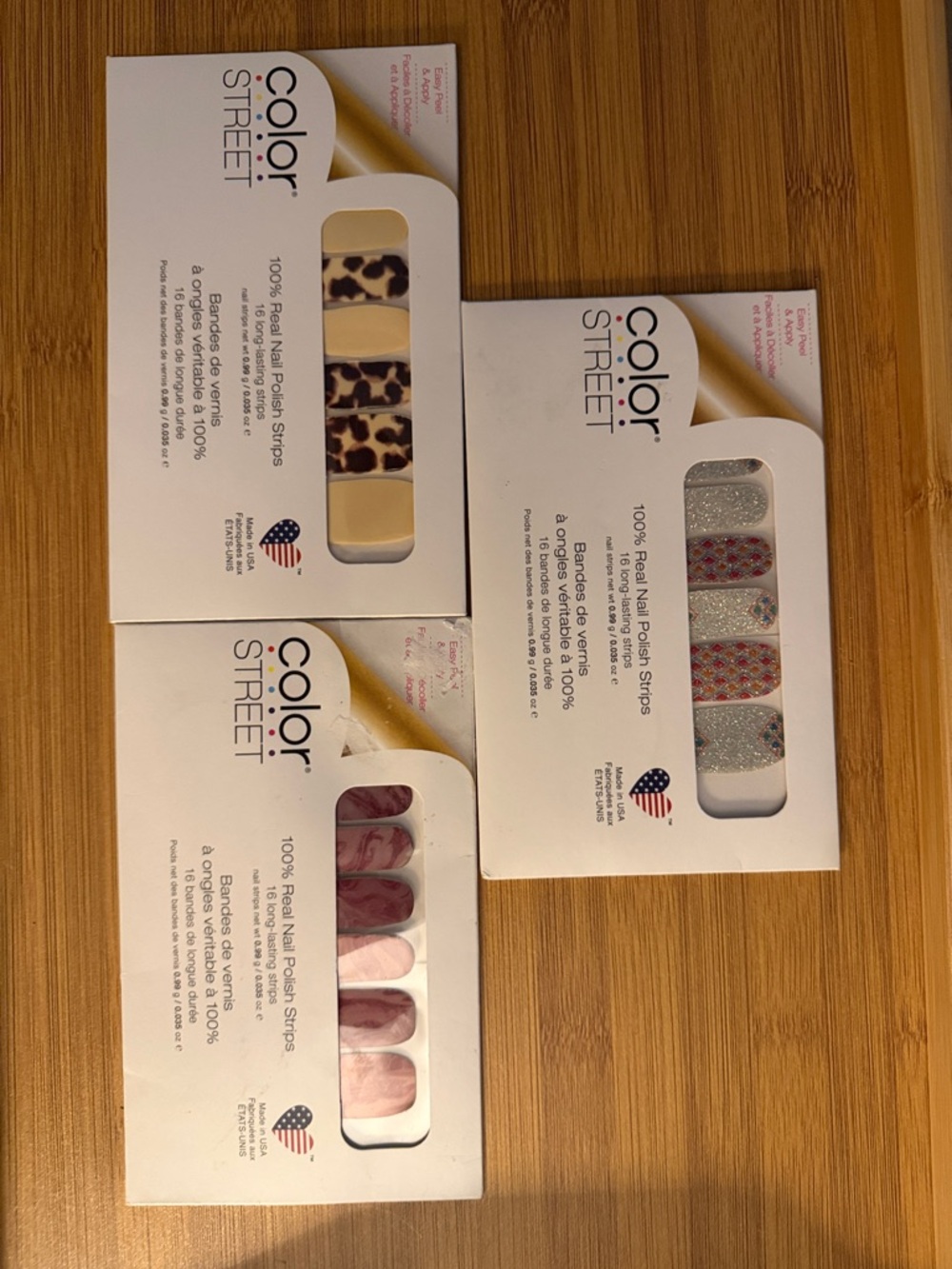 Color Street Nail Polish Strips - Mixed Prints & Metallics - Pink, Beige, Silver